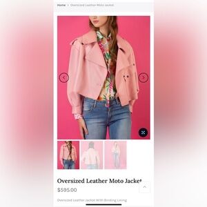 Stylish Pink Leather Moto Jacket